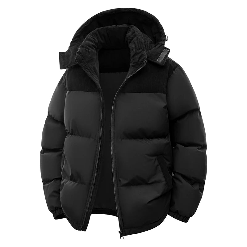2026 Autumn/Winter New Style Detachable Hooded Down Jacket for Men Plaid Denim Patched Hooded Down Coat for Men US/European size