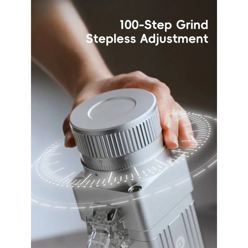 Electric Coffee Grinder 55MM Espresso Cone Burr Stepless Fineness Adjustment Brew Bean Grinder Black White
