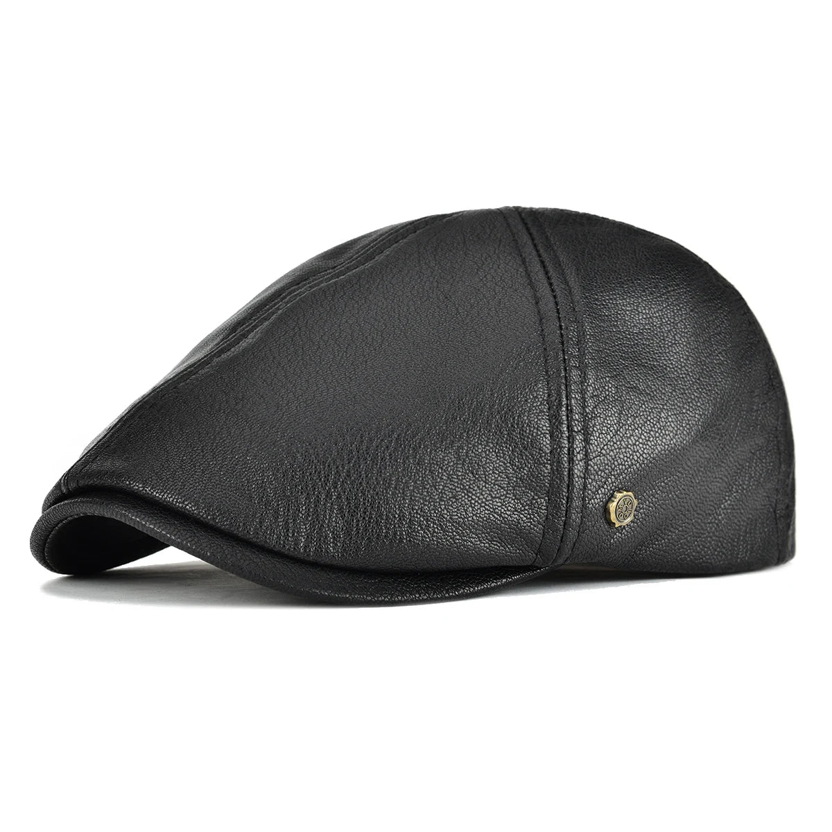 VOBOOM Leather Flat Cap Men Fall Winter Cabbies Hat Brown Black Ivy Caps Soft Smooth Textured Golf Hats 154