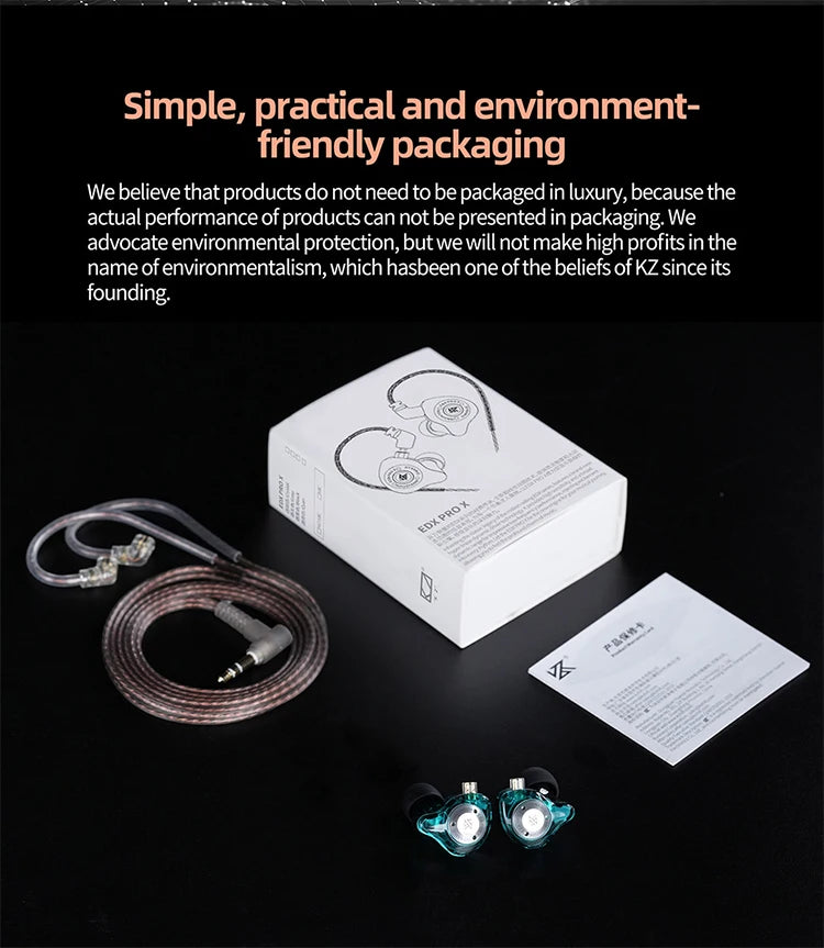 KZ EDX Pro X Single Dynamic Driver In-Ear Monitor Wired Earbuds HiFi Earphone with Detachable Cable