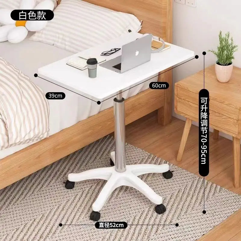 Modern Mobile Adjustable Desk, Dormitory Workstation, Small Bedside Table with Casters, Live Streaming Desk