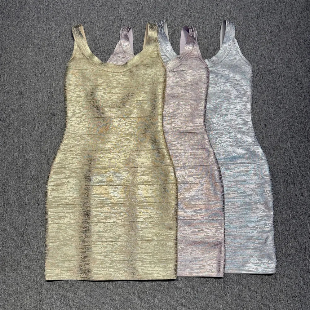 Summer New Hot Stamping Spaghetti Strap Bandage Dress Sexy Backless Club Party Mini Dresses