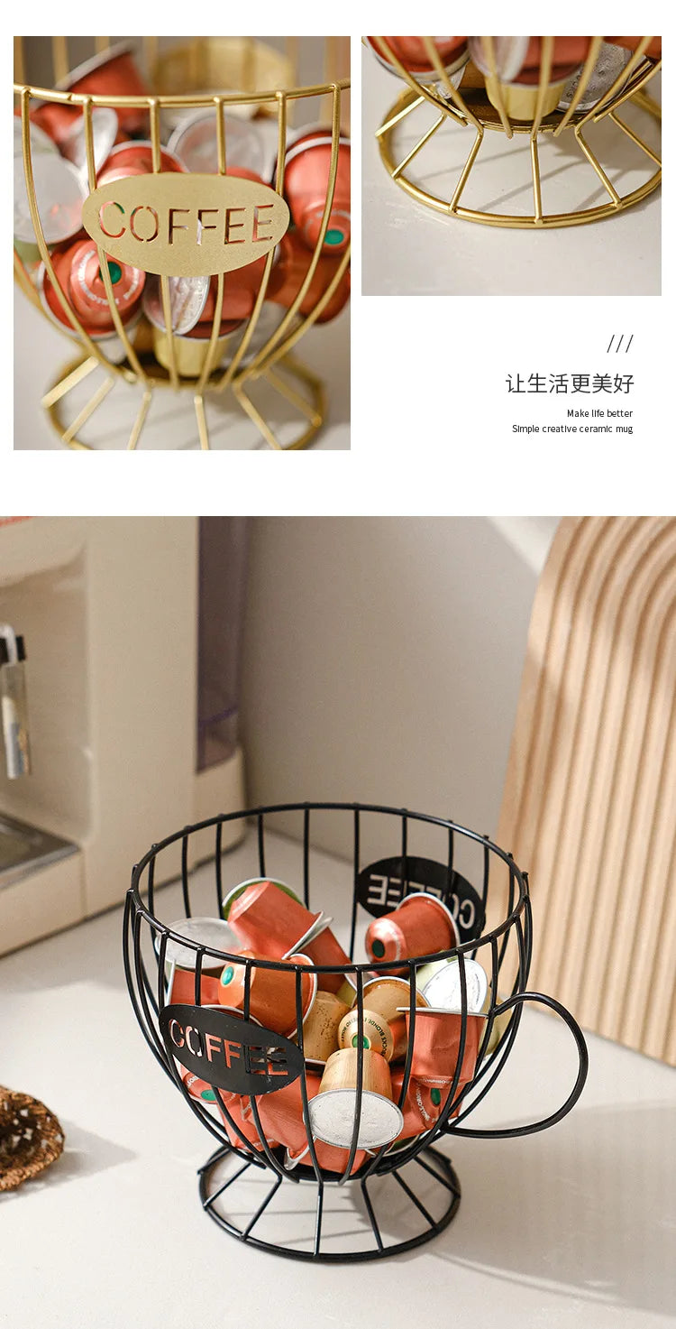 Metal Coffee Capsule Holder Large Capacity Cup Coffee Pod Organizer for Coffee Shop Bar Display Kitchen Storage Accessories