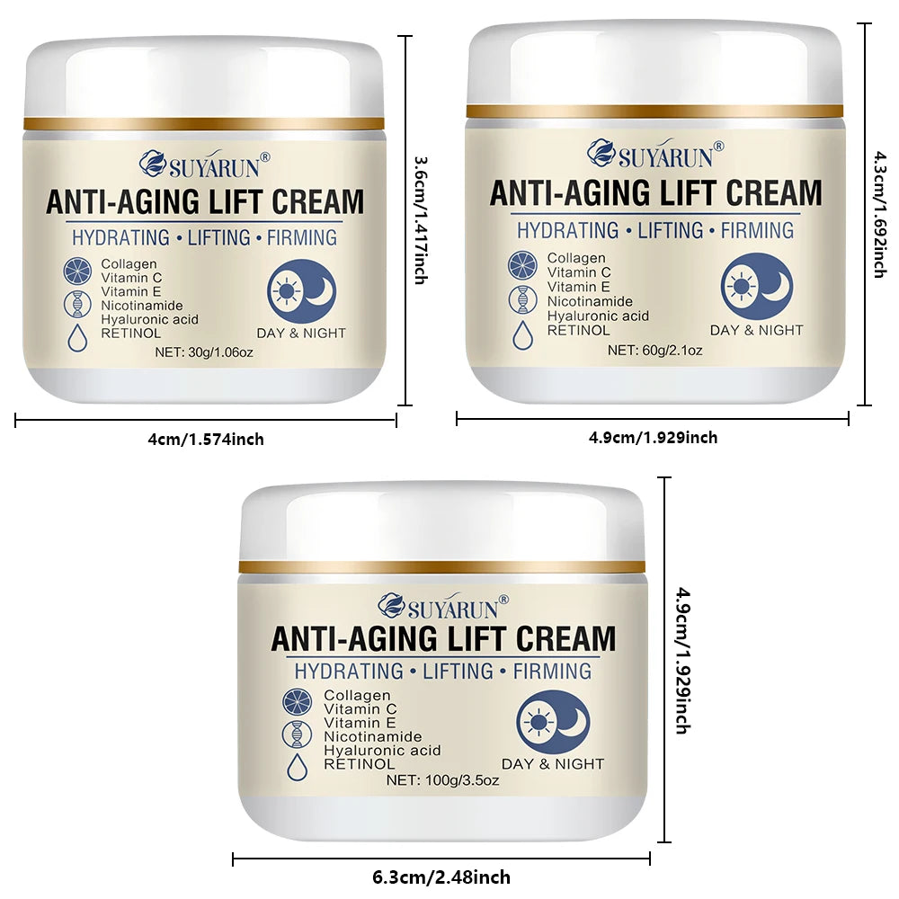 SUYARUN Retinol Collagen Anti-Aging Face Cream Natural Formula for Firming Wrinkles Lifting And Hydrating Skin.