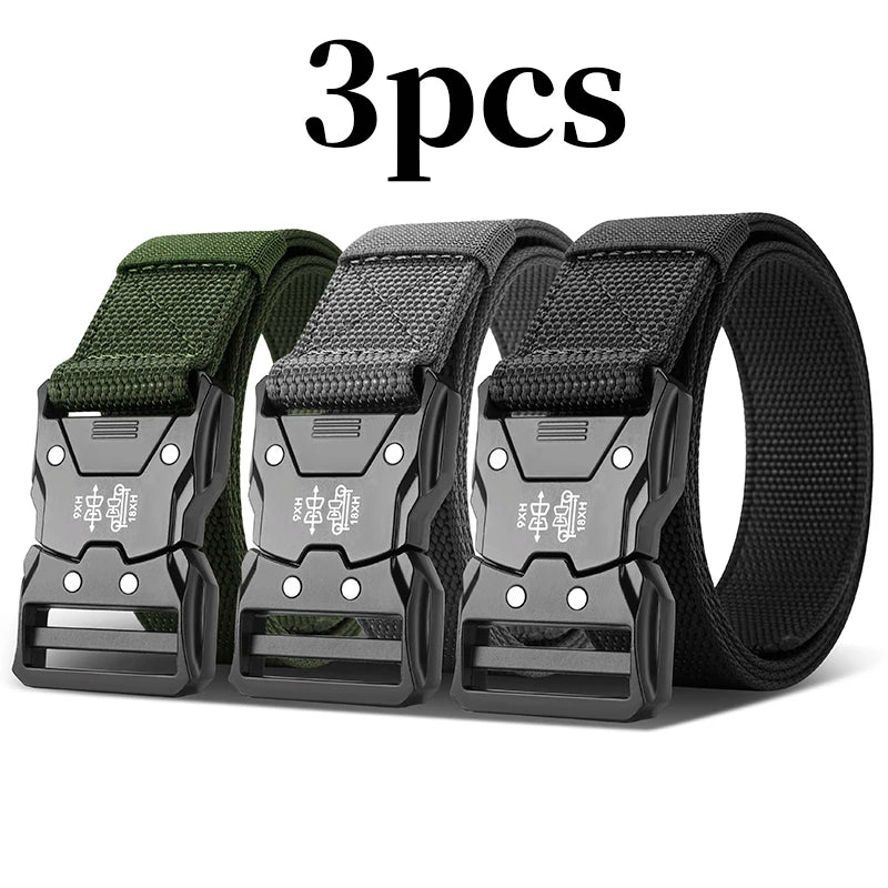 Genuine Tactical Belt Black Quick Release Outdoor Men's Belt Buckle Quick Release Elastic Belt Sport Nylon Braided Belts for Men