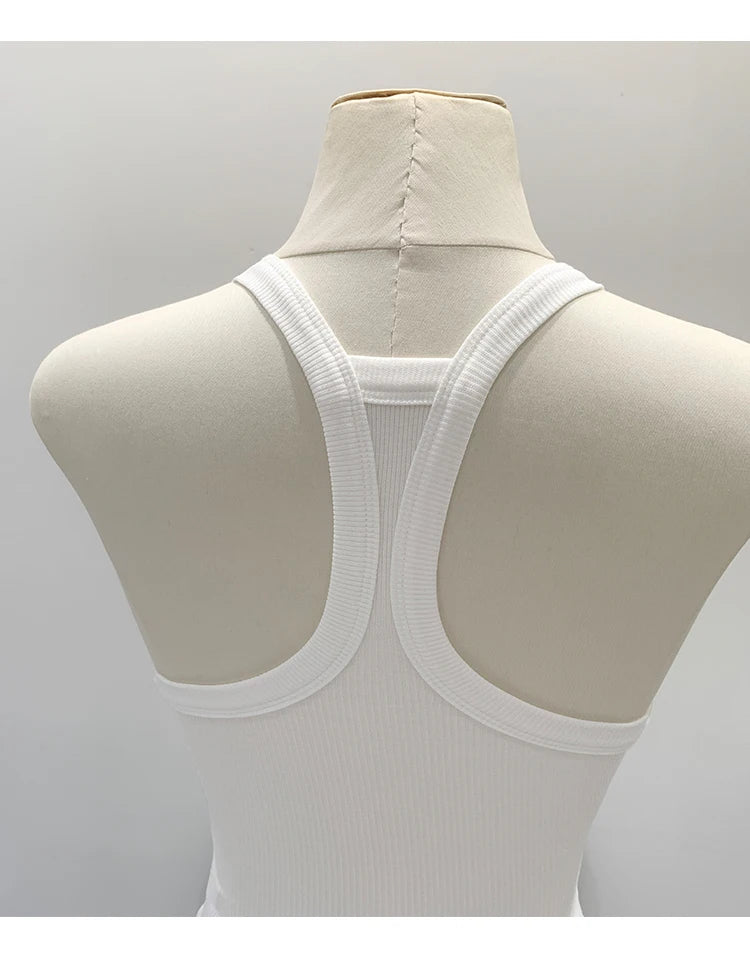 American Style Sexy V-neck Neck Hanging Vest Women's Slim Fit Summer New Unique Beautiful Small Strap Nylon Fabric Breathable