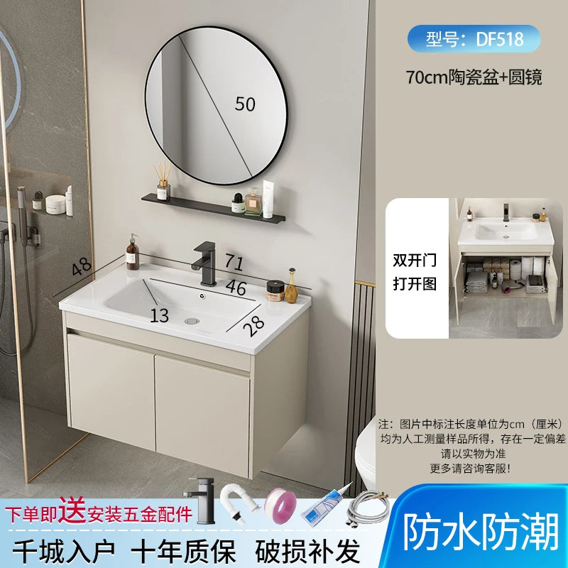 Wall Basin Bathroom Cabinet Set Sink Mirrors Shelves Bathroom Cabinets Storage Organizer Mobile Bagno House Accessories
