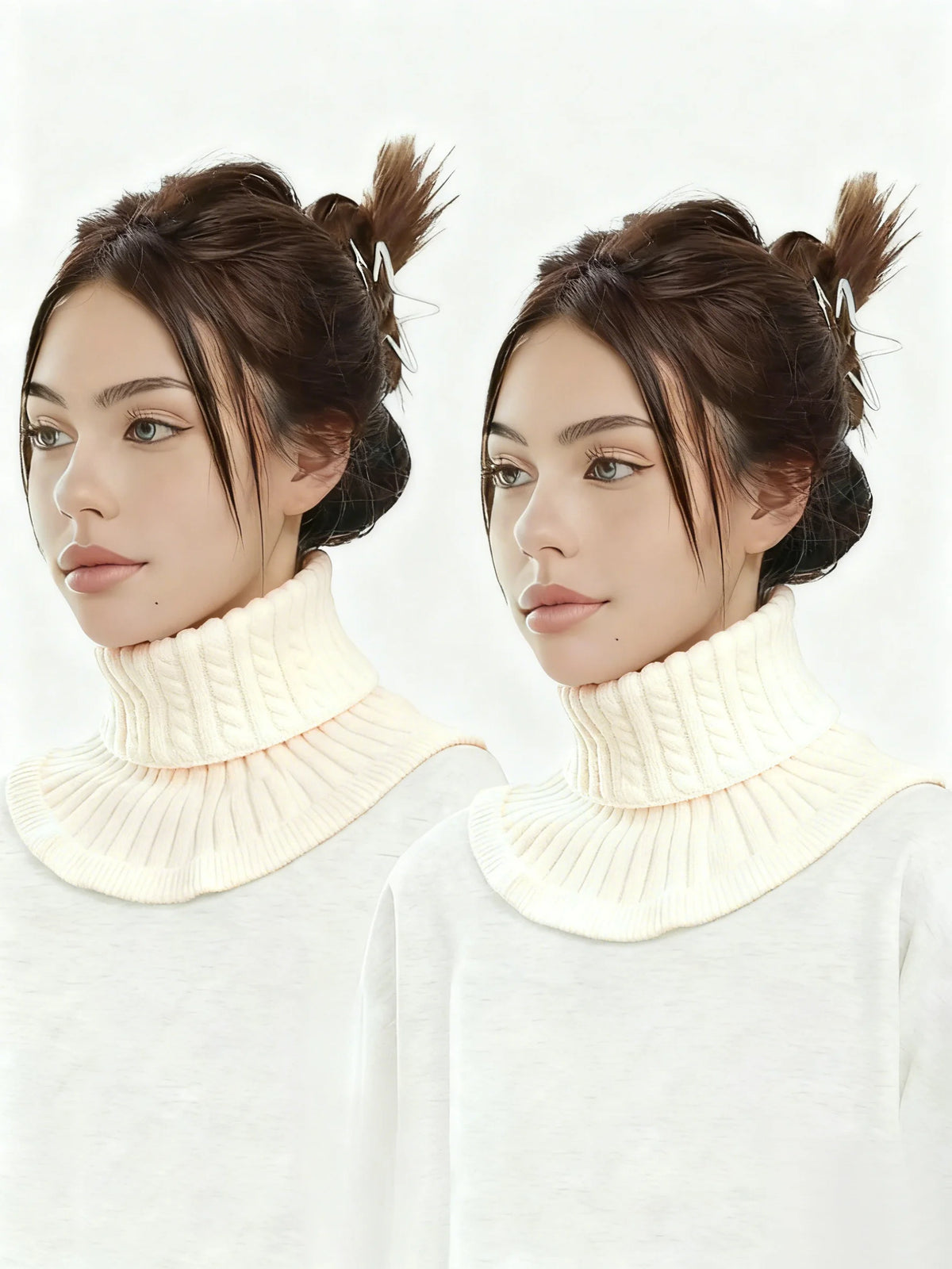 Winter Detachable Cotton Knitted Turtleneck Collar For Women False Collar Fashion Warm Cover Head Neck Guard Collar Unisex