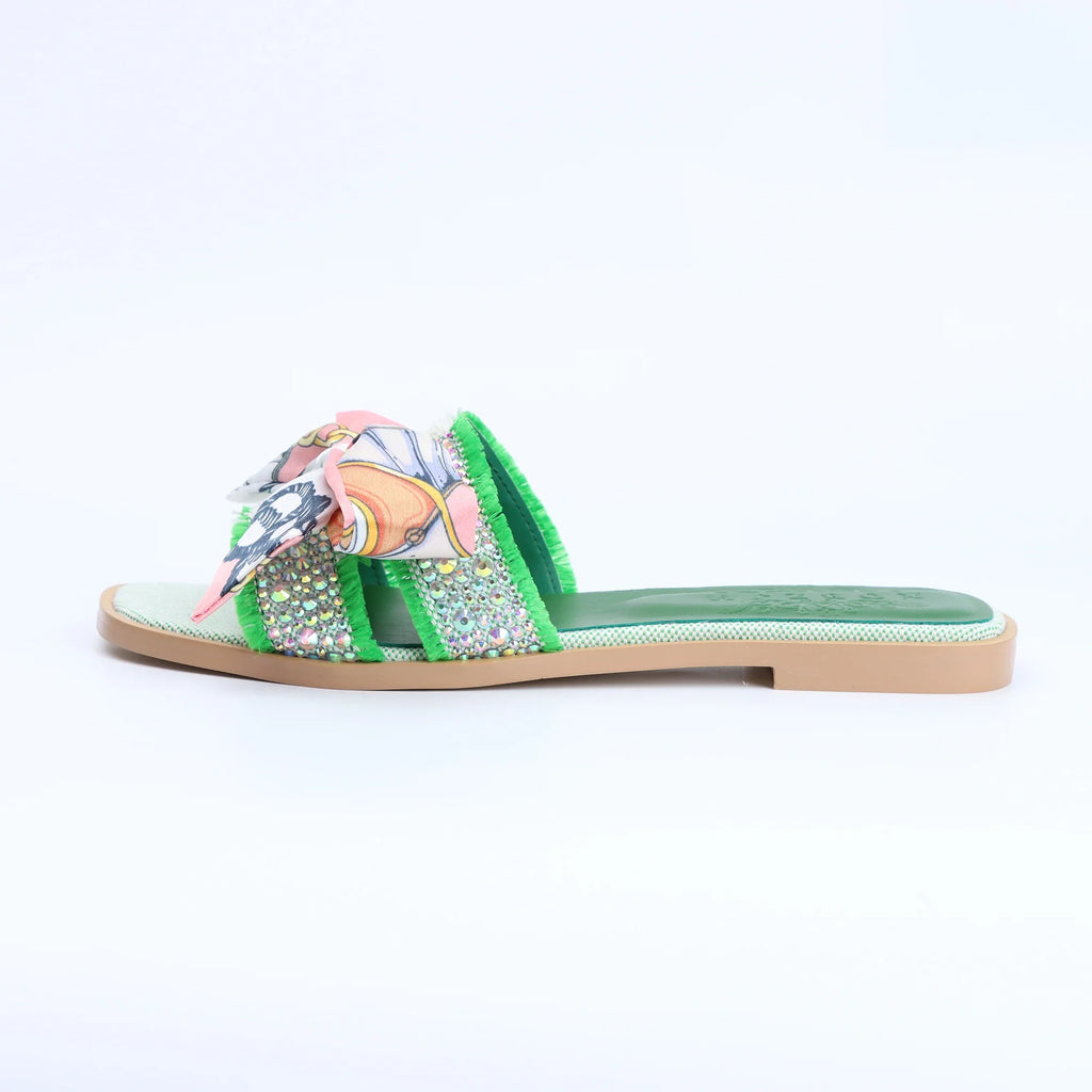 Women's Dressy Flat Rhinestone Sandals Comfortable Slip On Leather Sandals Shoes Women 2024 Luxury Brand High Quality Shoes