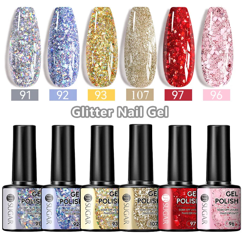 UR SUGAR 6Pcs/Set 7ML Gel DIY Nail Polish Autumn Semi Permanent Soak Off UV LED Gel Varnish Nail Art Design Manicure Kit