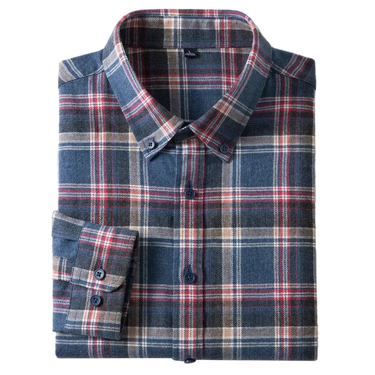 100% Cotton Flannel Shirt Long Sleeve, Plaid Winter Casual Shirt, Anti-Wrinkle Soft Brushed Fabric, Multi-Color Sizes M-4XL
