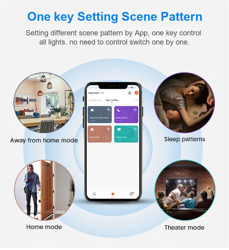 Tuya WiFi Light Switch Smart Wall Push Button Switches No Neutral Required 110-240V 1/2/3 Gang Physical Lamp Switch APP Voice