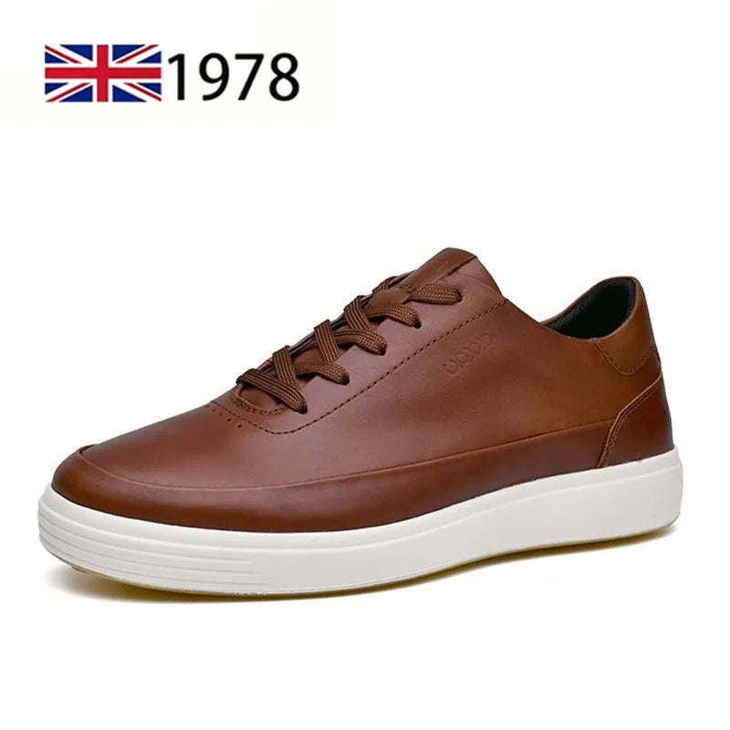 Fashion Men Shoes Genuine Leather Shoes Casual Lace-up Shoes Breathable Fashion Sneakers New