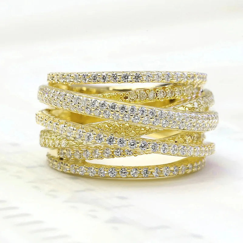 925 Sterling Silver Classic Vintage Line Wrap Zircon Ring For Women Party Luxury Fashion High Quality Fine Jewelry Hot Sales