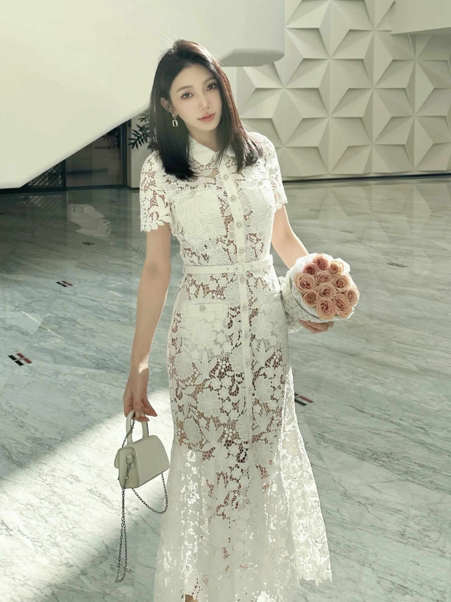 Summer Luxury Formal Evening Lace Dresses Women Single Breasted Bead Bow Short Sleeve Elegant Mermaid Party Birthday Long Dress