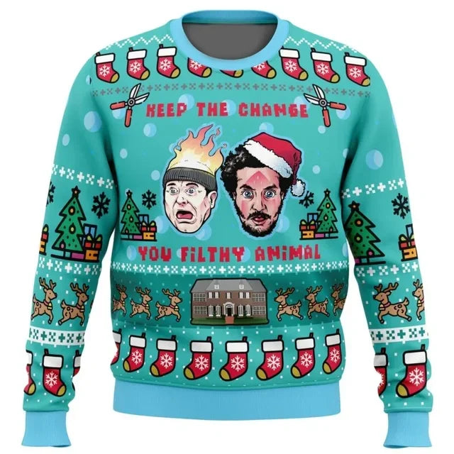 Autumn and Winter Merry Christmas Home Alone Ugly Christmas Sweater Cartoon Anime Women Men Pullover Tops Hoodie Sweatshirt