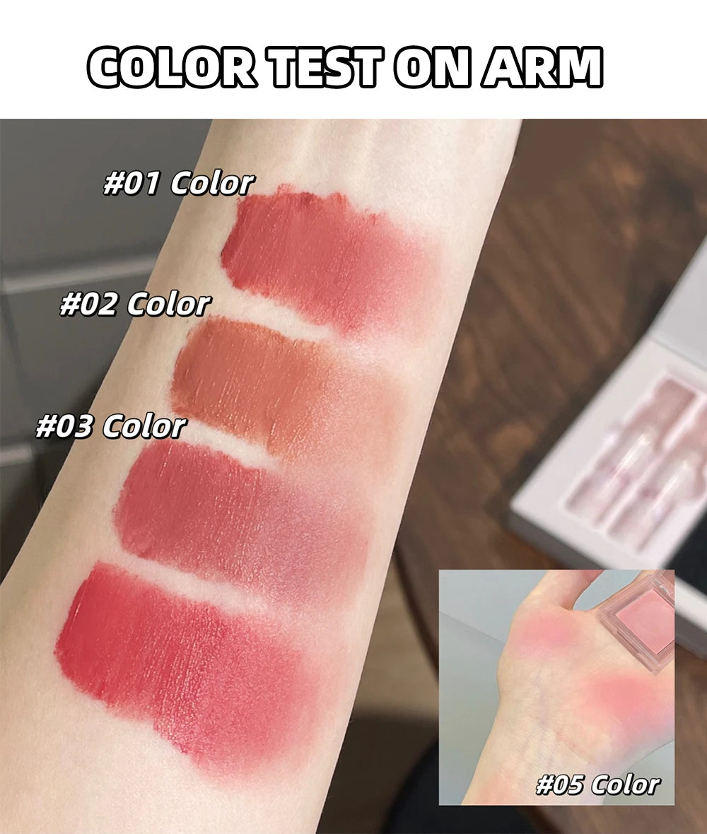 6Pcs/Box Matte Lipstick Set Lips Makeup Velvet Nude Lip Gloss Moisturizing Lip Glaze Face Blush Palette Makeup Set Necklace Gift