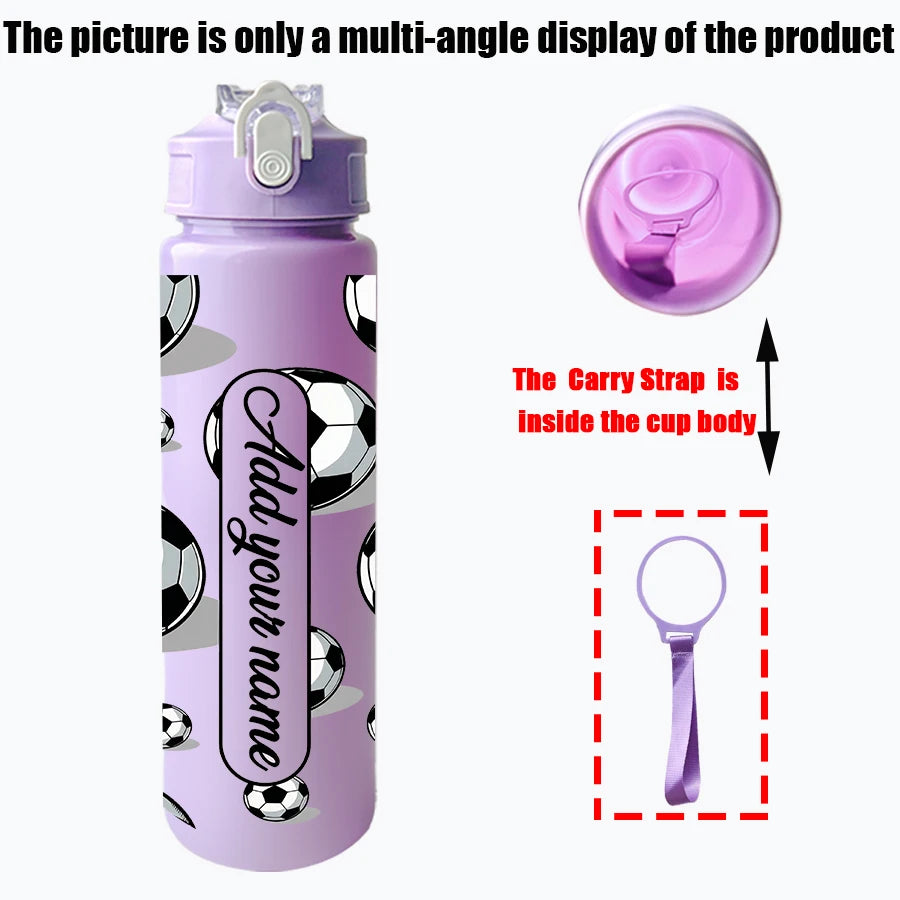 1 customized 25-ounce football-themed water bottle with personalized name and leak-proof design. This sports cup is for family a