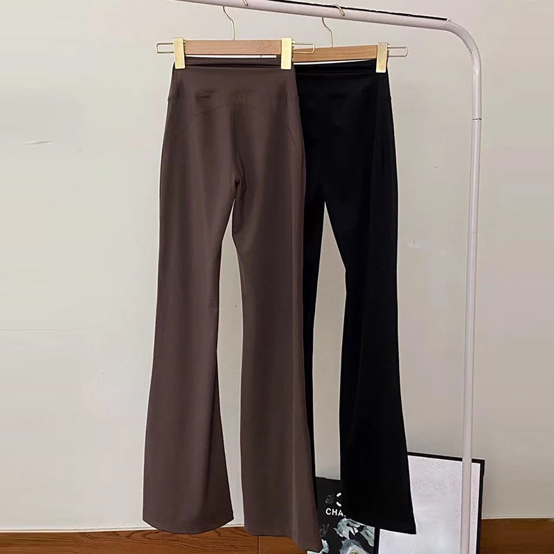 Women's High-Waisted Flared Pants Elastic Waist Cinching Hip-Lifting Casual Yoga Trousers for All Seasons Exercise Outdoor