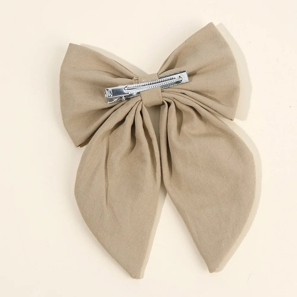 Rabbit Embroidery White Bow Hair Clip Sweet Girls Bunny Bowknot Hairpin Handmade Fabric Kids Cute Headdress Headwear Accessories