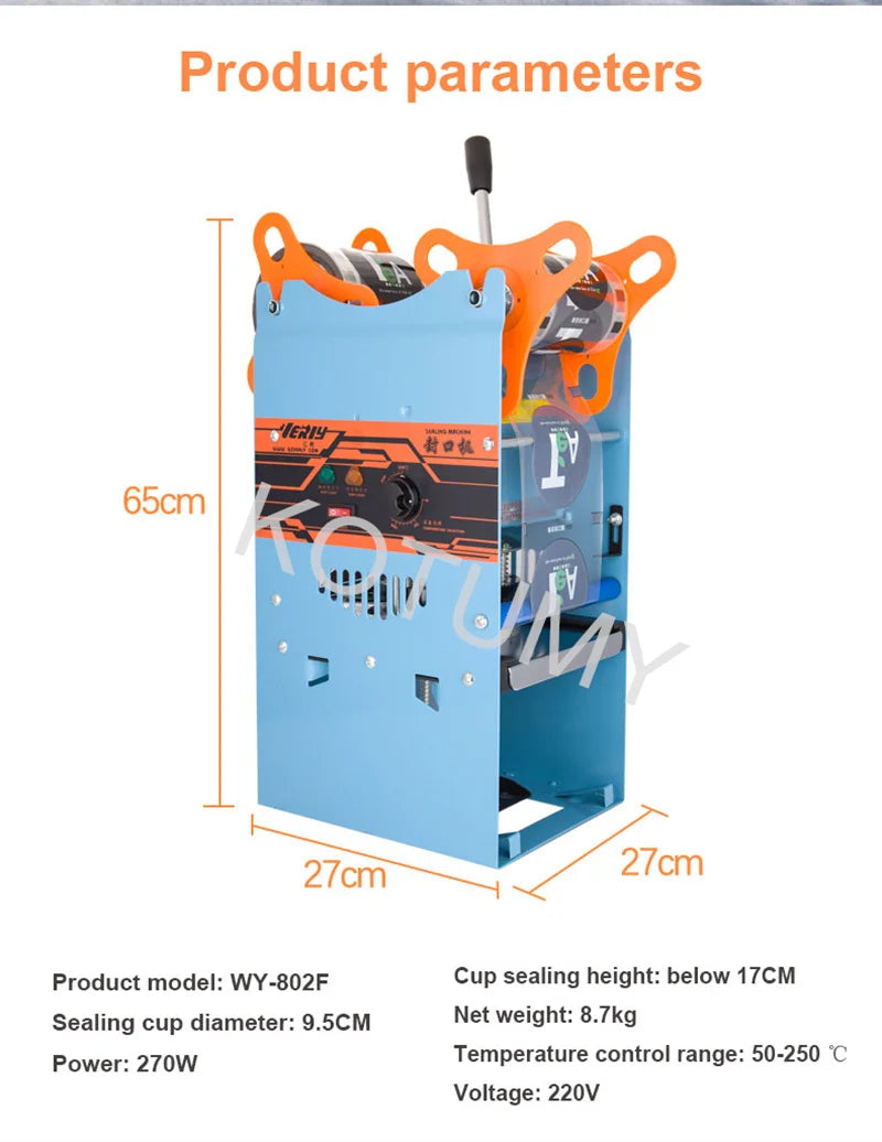 95MM Commercial Cup Sealing Machine Manual Pressure Sealing Machine Beverage Cup Sealer Milk Tea Seal Machine Boba Tea Machine