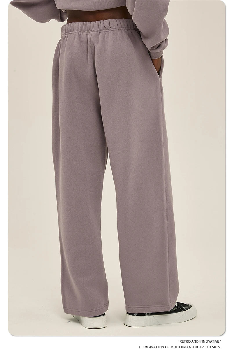 ZODF 2025 Men Casual Winter 350sm Fleece Pants Unisex Loose Soft Comfortable Sport Solid Straight Trousers HY0643