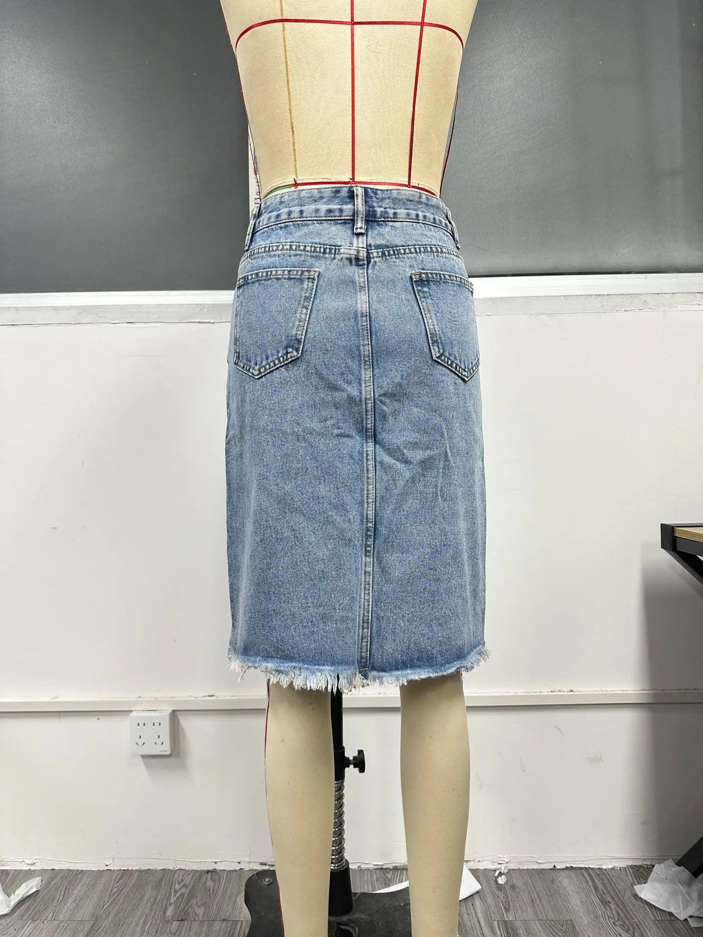 Fashion Midi Cotton Denim Skirt Women 2024 Casual Slim High Waist Asymmetrical Blue Jean Skirts Y2k Faldas Elegant