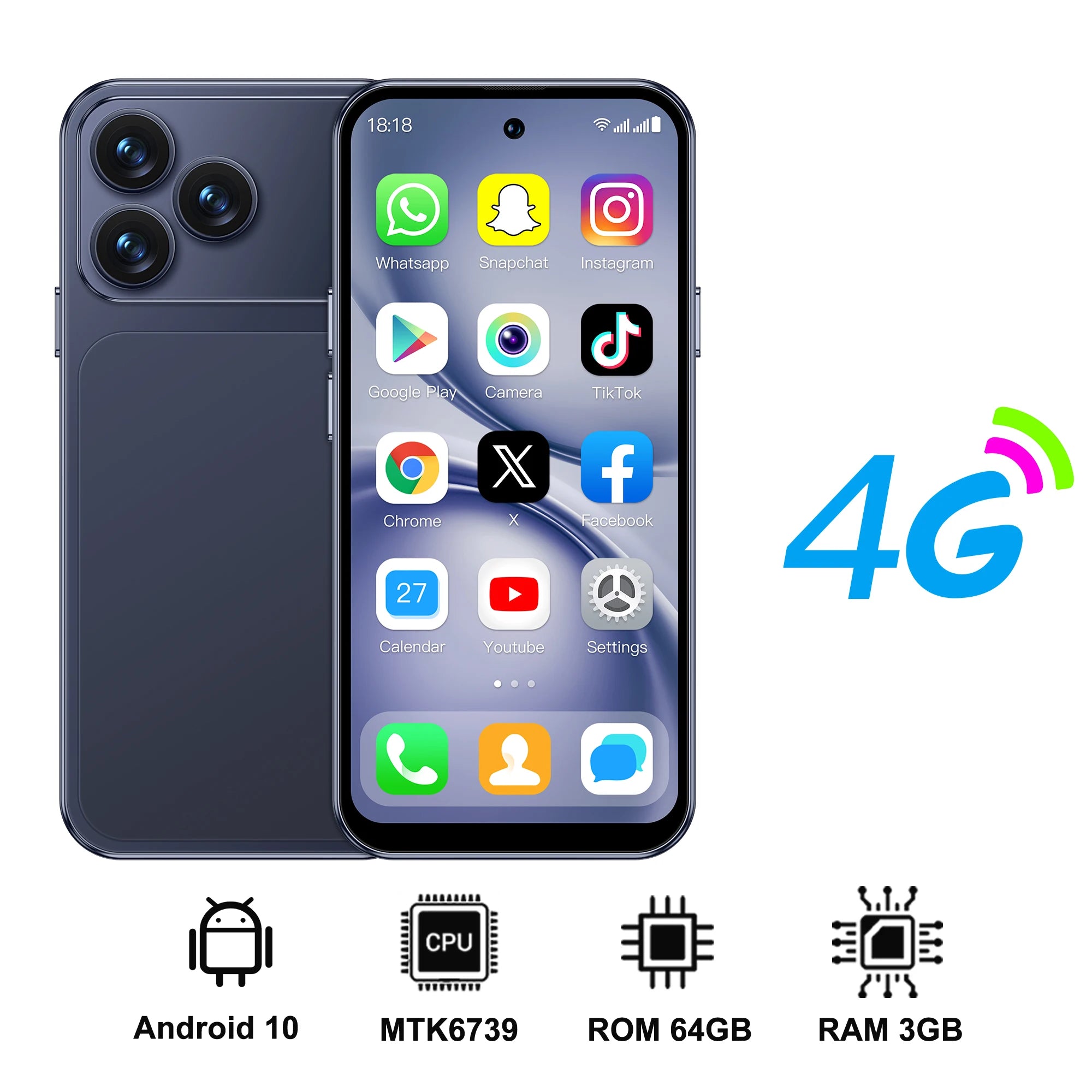 SERVO S45 PRO 4G LTE Mini Smartphone 4.5" Screen Android10.0 OS 3GB+64GB WiFi Hotspot 2MP Camera 2 SIM Card Pocket Smart Phones