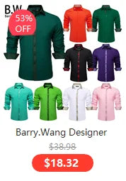Barry.Wang Luxury Silk Mens Shirts Jacquard Floral Long Sleeve Formal Casual Breathable Male Blouses Wedding Business Prom Gift