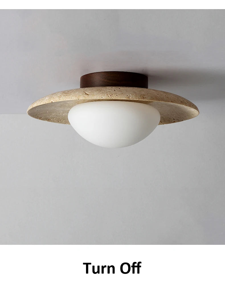 Japan Wabi Sabi Cream Natural Stone Porch Balcony Lighting Modern New Style Fresh Disc Shape Home Room Decoration Ceiling Lamp