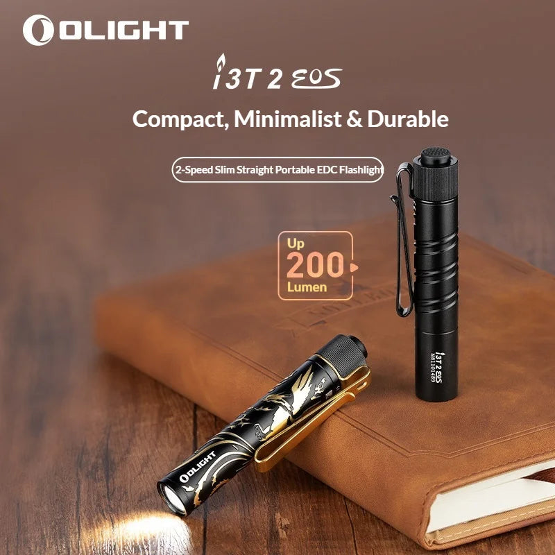 Olight I3T 2 Edc Flashlight 200 Lumen Dual Modes Tail Switch Portable Slim Aaa Battery Light Weight Daily Carry Outdoor Camping