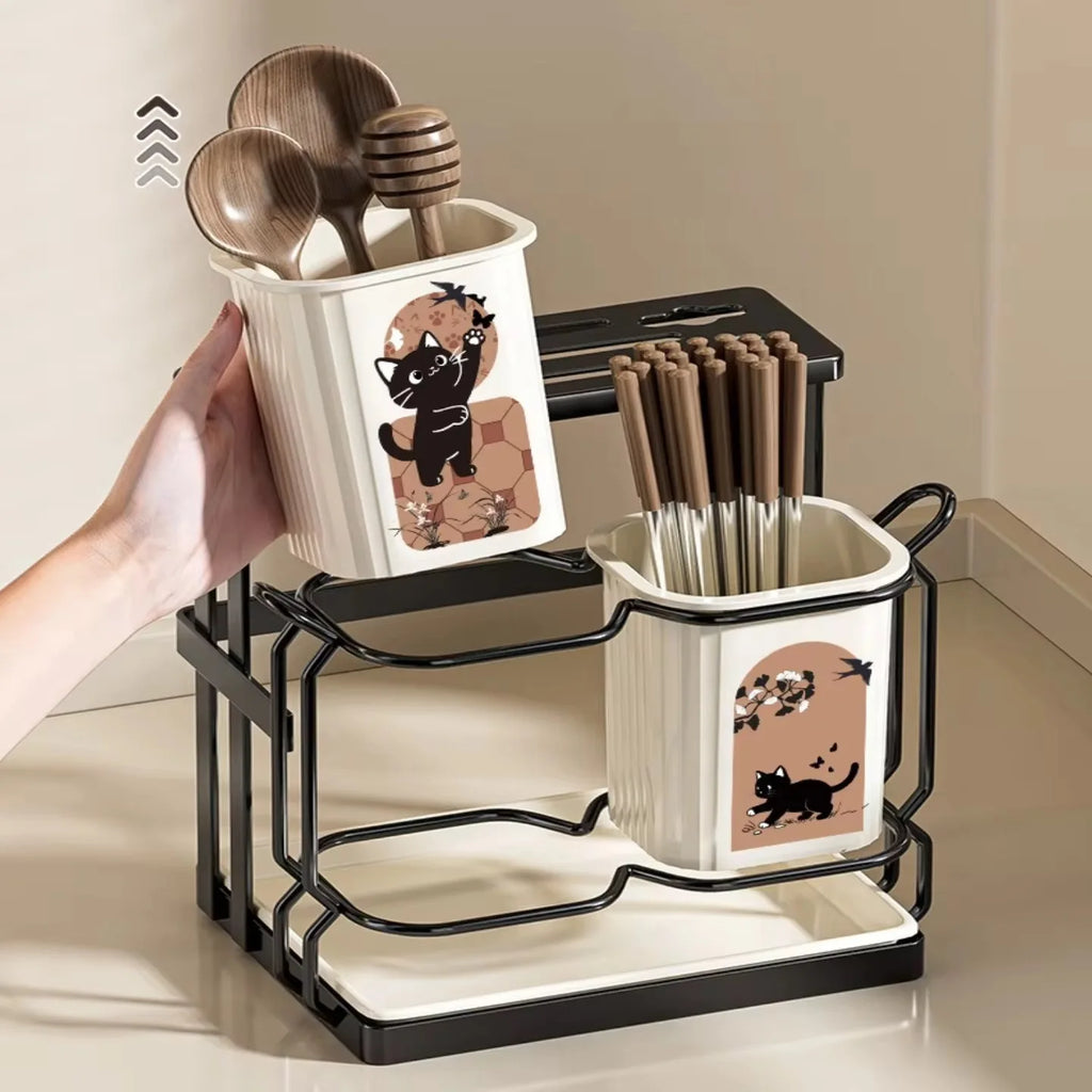 Kitchen Utensil Knife Holder.Countertop Cutlery Organizer and Drying Caddy Wall Mountable Utensil Rack for Spoons Forks Knives