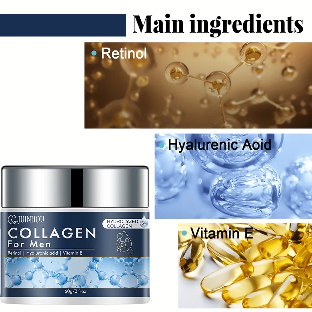 JUINHOU Men's Daily Anti-aging Hydration Face Cream Collagen Retinol Moisturizing Oil Control Firming Skin Refreshing Non-Greasy