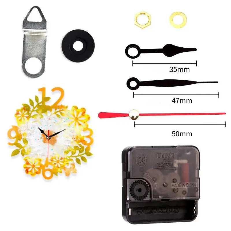 Round Clock Epoxy Resin Silicone Mold Arabic Roman Numbers Flower Leaf Clock Mould Wall Decor DIY Resin Crafts Casting Mold