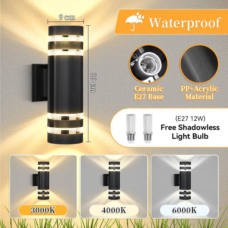 Outdoor LED Wall Lights  Replaceable Light Bulb E27 Waterproof Wall Lamp for Modern Home Interior Stairs Lighting Decoration