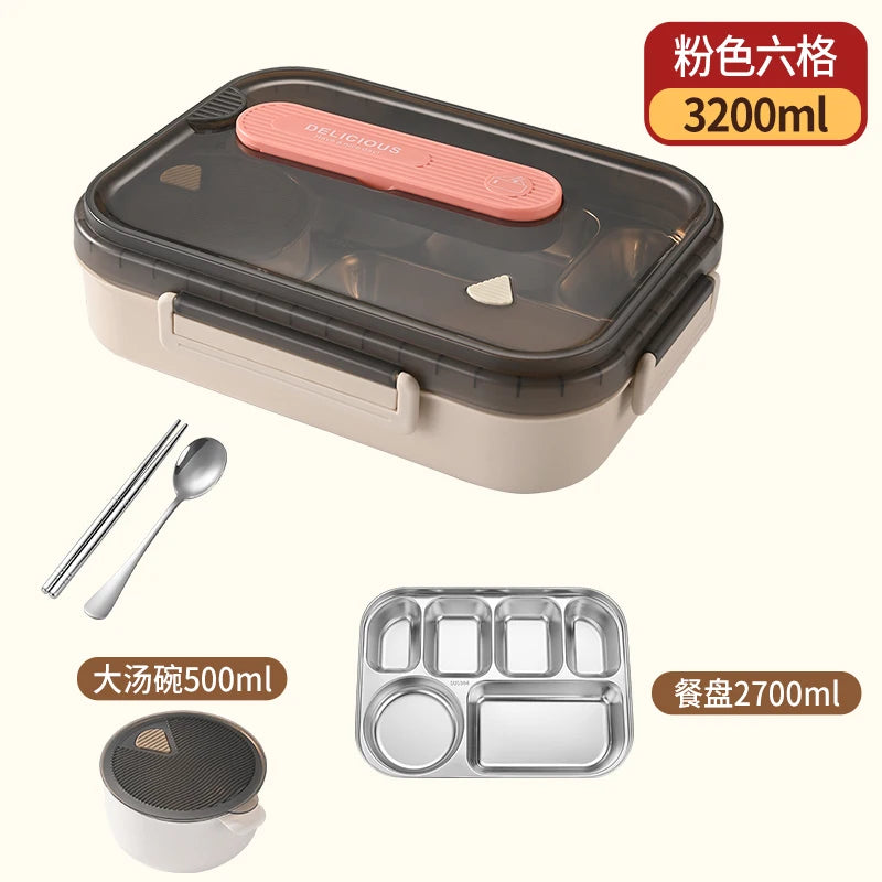 Portable Insulated Stainless Steel Lunch Box for Office Workers And Students Sealed Bento with Microwave Heating Food Container