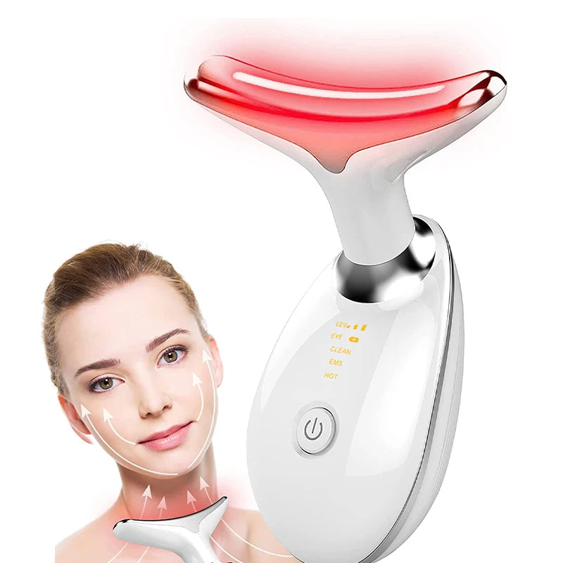 7 Color Neck Face Lifter Ems Neck Face Lifting Massager Skin Tighten Device Led Photon Therapy Anti Wrinkle Double Chin Remover