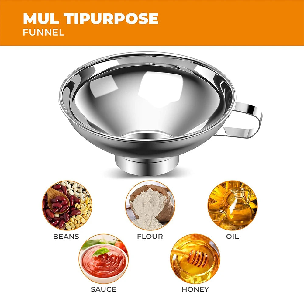 LMETJMA Canning Funnel Large Kitchen Metal Funnels For Filling Mason Jars Stainless Steel Wide Mouth Funnels Kitchen Gadgets