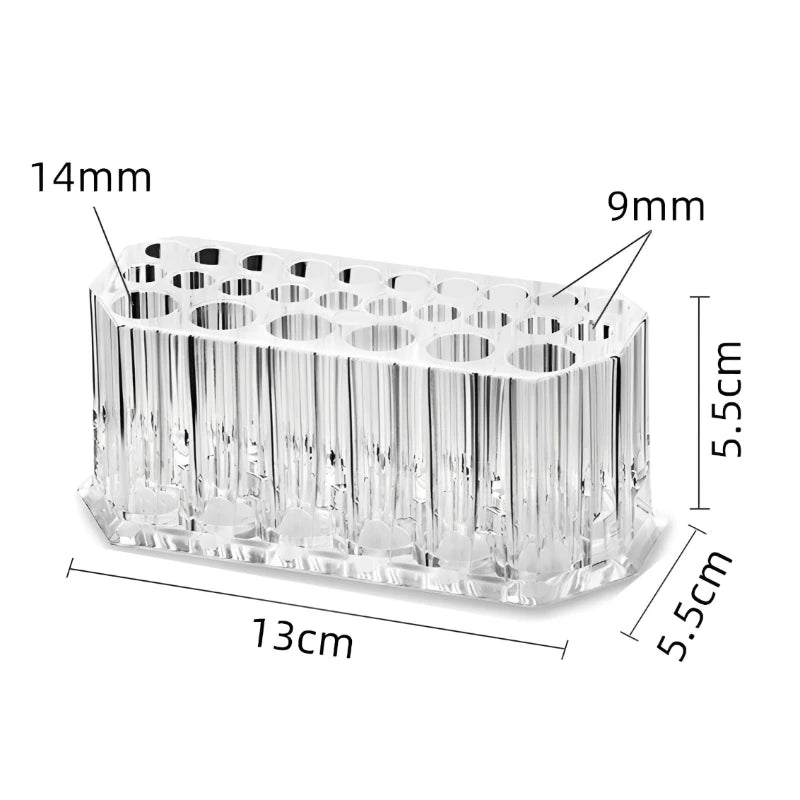 26 Holes Acrylic Makeup Brushes Holder Desktop Lipstick Organizer Eyeliner Cosmetics Pen Storage Rack Transparent Showing Shelf
