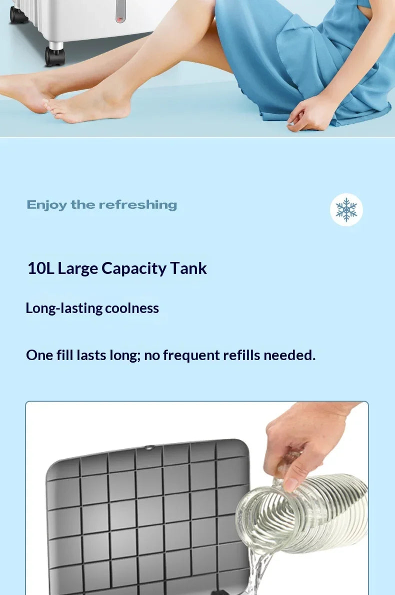 SIHAO Portable Air Conditioner Fan Humidifier Evaporative Cooler with Remote Control 10L Water Tank Strong Wind Silent Cooling