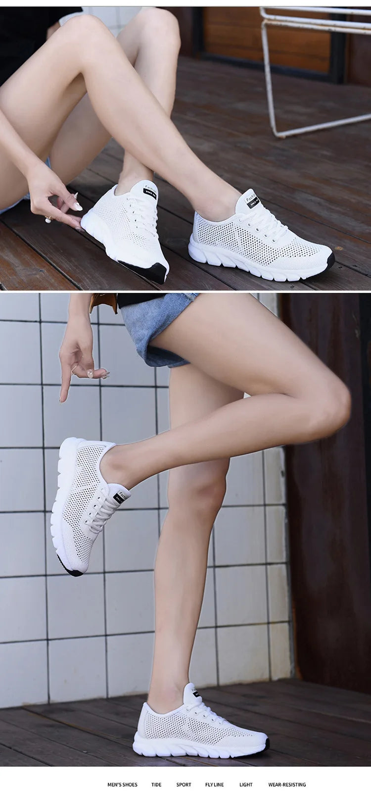 White Mesh Shoes Woman Summer Breathable Flat Sneakers Sports Tennis Shoes for Women Casual  Lightweight Running Shoes Ladies
