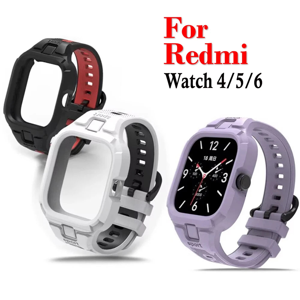 Silicone Case+Strap for Redmi Watch 4 5 6 Band Accessories Sports Integrated Bracelet Correa+Cover for Redmi Watch 6/5/4