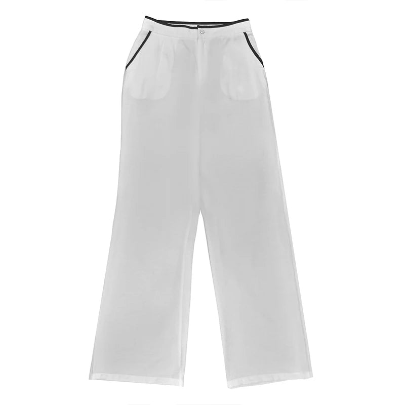BKLD 2025 Women's Temperament Commuting Suit Contrasting Button Sleeveless Vest Tops+Zipper Pockets Pants Fashion Casual Outfits