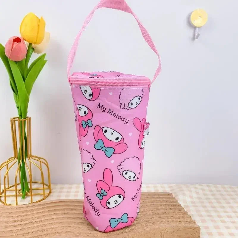 Sanrio Handheld Water Cup Bag Hello Kitty Cold Insulation Heat Preservation Portable Cartoon Water Bottle Pocket Kawaii Outdoors