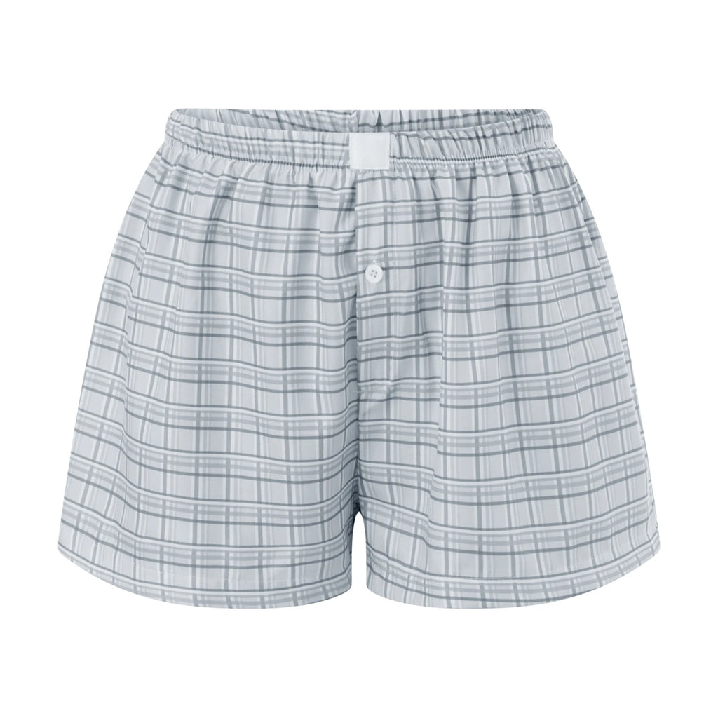 hirigin Women Y2k Gingham Boxer Shorts Stripes Button Elastic Waist Boxers Cute Mini Bloomers Plaid Loose Fit Boy Shorts