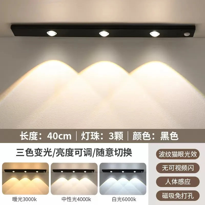 LED Motion Sensor Wireless Ultra Thin Night Light USB LED Wine Cooler Light For Kitchen Cabinet Bedroom Wardrobe Indoor Lighting