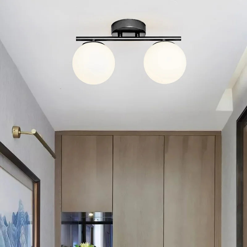 Modern LED White Ball Creative Golden Corridor Lamp Glass Ceiling Light Entrance Cloakroom Balcony Bedroom Dining Room Lighting