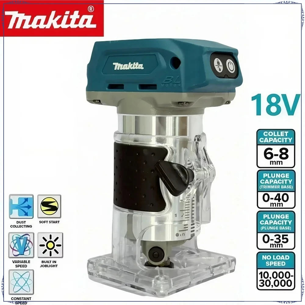 Makita DRT50 18V Brushless Cordless Trimmer Woodworking Trimming Slotting Milling Engraving Machine Power Tool