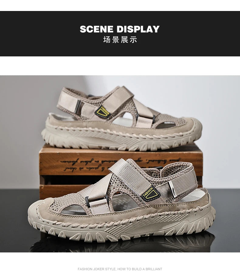Summer Men Sandals Genuine Leather Mens Casual Shoes Outdoor Men Leather Sandals for Men Beach Shoes Roman mens Shoes