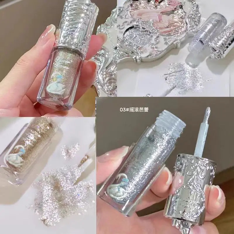 Flower Knows Liquid Eyeshadow Swan Ballet Glitter Quick-Dry Long-Lasting Waterproof Shimmer for Eyes Makeup 4g